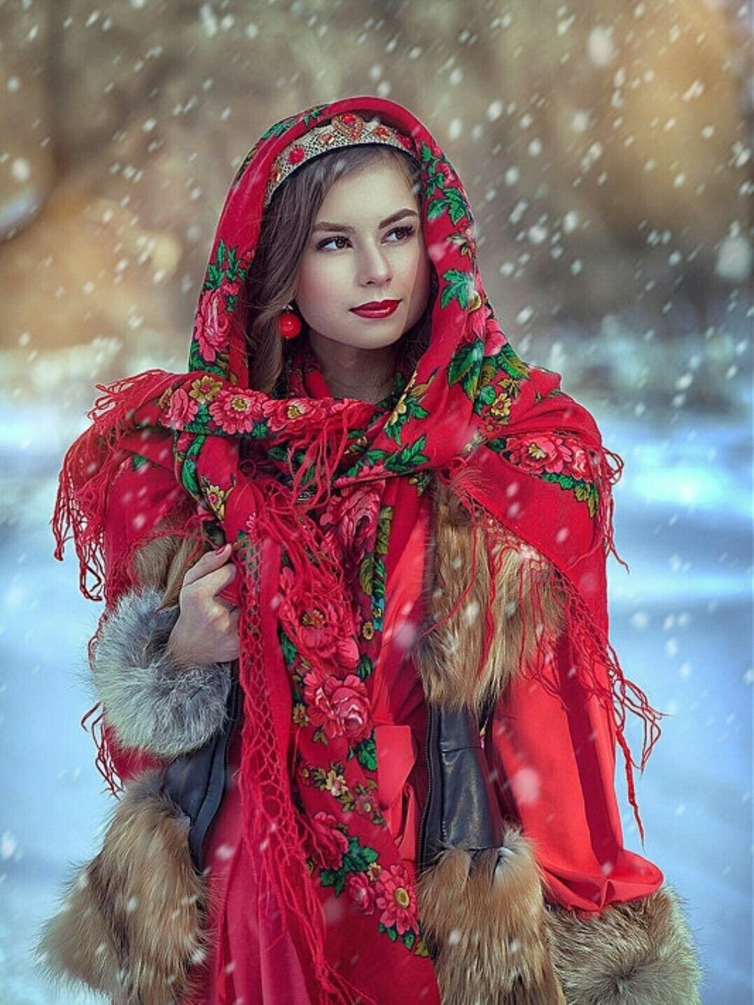 Beautiful girl Women in Slavic costumes in Tustla Gutierrez